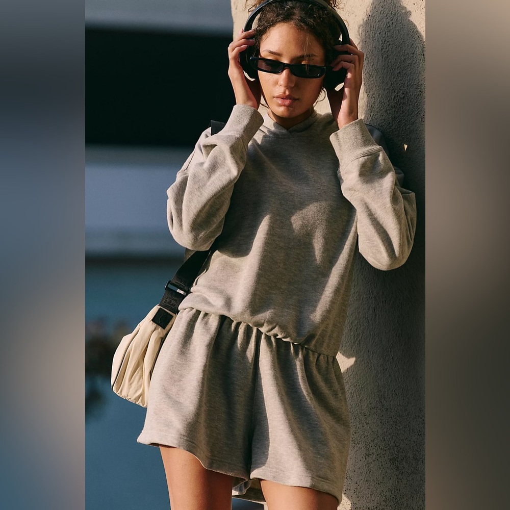 NWOT Free People Movement Such A Flirt Romper in Heather Grey $98 Retail